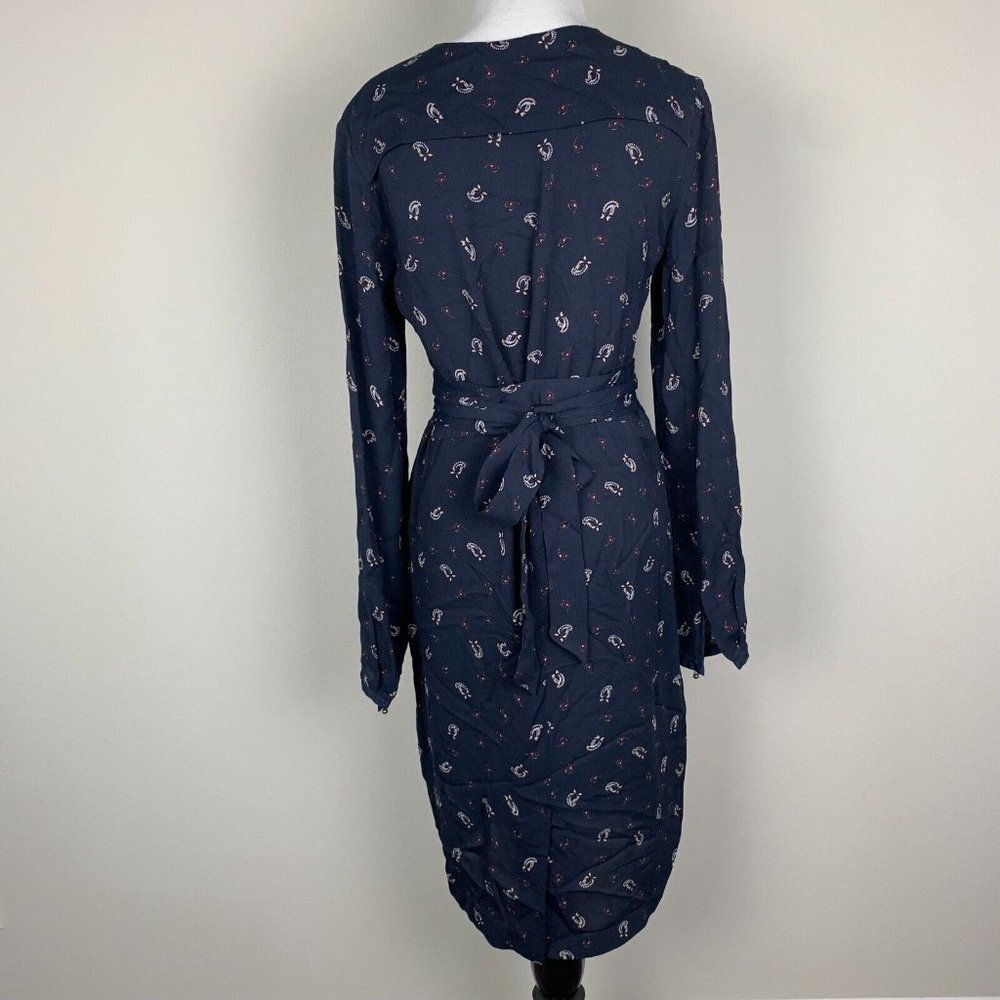 Noa Noa Womens Dress Blue Size 34 Small Long Sleeve Belted Round Neck - Picture 2 of 9